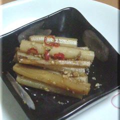 Simmered Burdock Root with Sesame Seeds A picture of Simmered Burdock Root with Sesame Seeds.