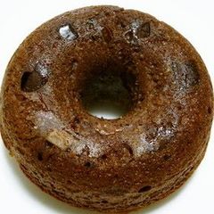 A picture of Baked Dark Chocolate Donuts Made with Pancake Mix.