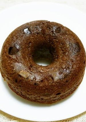 A picture of Baked Dark Chocolate Donuts Made with Pancake Mix.