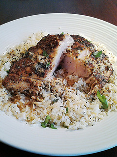 A picture of Pan Seared Mahi Mahi with Lemon, Garlic Thyme Butter Sauce.