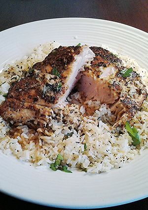 A picture of Pan Seared Mahi Mahi with Lemon, Garlic Thyme Butter Sauce.