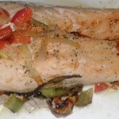 A picture of Pan Smeared Garlic & Lemon Salmon.