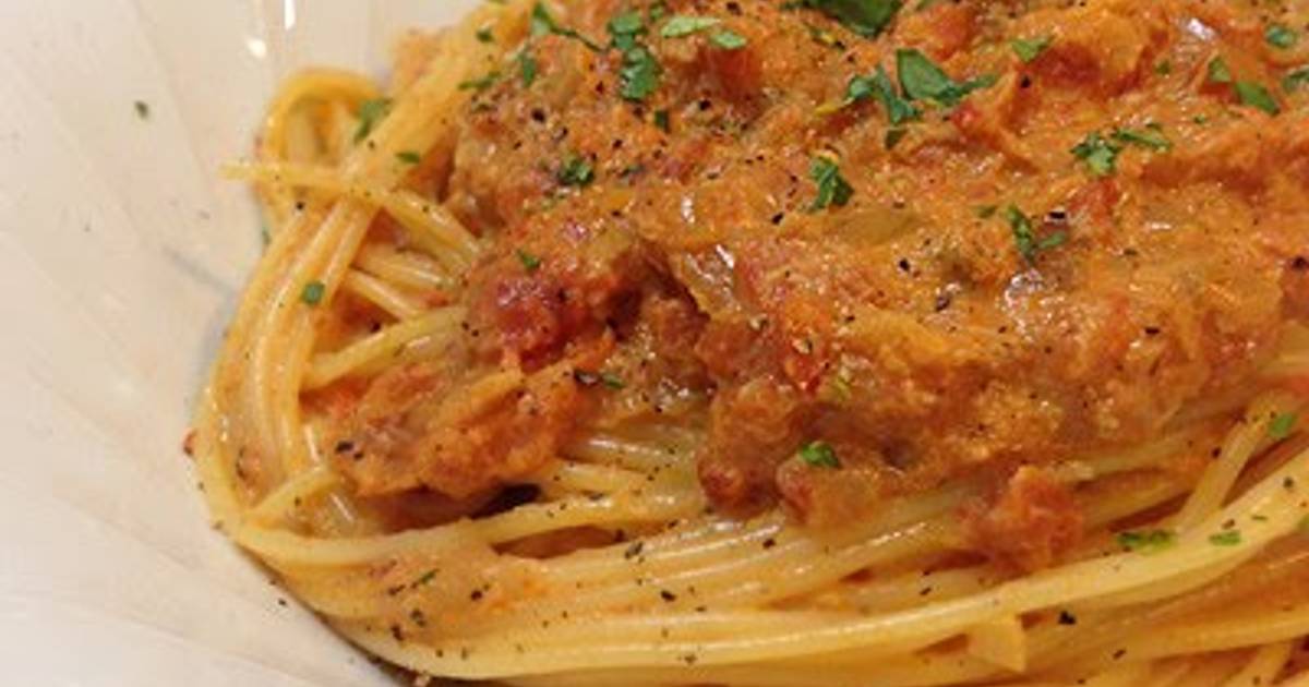 Crab Tomato Cream Pasta Using Tinned Crabmeat Recipe by cookpad.japan