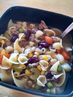 A picture of Hearty beef soup.