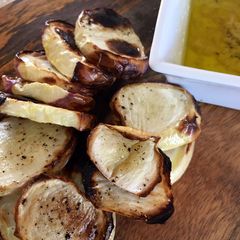 Grilled Baby Turnips with Garlic Oil A picture of Grilled Baby Turnips with Garlic Oil.