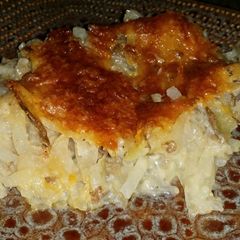 A picture of Shredded potatoes Au gratin.