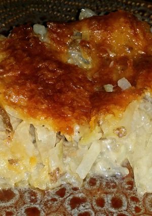 A picture of Shredded potatoes Au gratin.