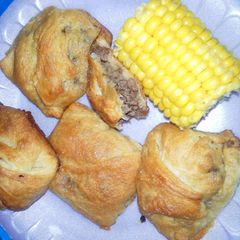 A picture of Honey Hot Cheese Burger Stuffed Croissants.