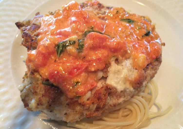 Recipe of Perfect Farewell Parmesan Crusted Chicken w/light Basil, Tomato, Scampi Cream Sauce