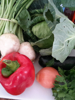 A picture of Basically basic veggie soup.