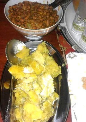 A picture of Sweet Potatoes in Coconut milk and beans.