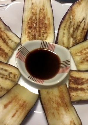 A picture of Fried Eggplant 'n chilly lime sauce.