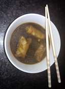 Sophie's lime chili beef spring roll dumpling soup