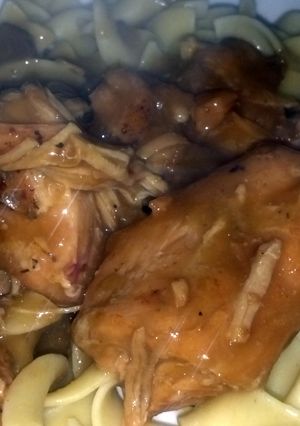 A picture of Saucy Crockpot Chicken.