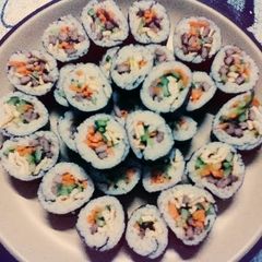 A picture of My lunch box Kimbap / Gimbap.