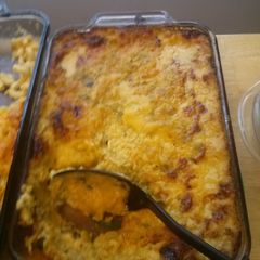 A picture of cheesy squash casserole.