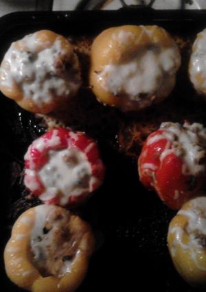 A picture of stuffed peppers.
