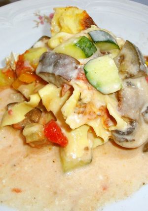A picture of Mascarpone and Vegetable Lasagna.