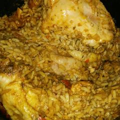 A picture of Cajun chicken rice.