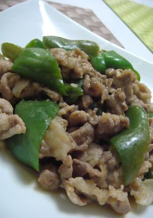 A picture of Miso and Garlic Flavoured Pork and Green Pepper Stir-Fry.