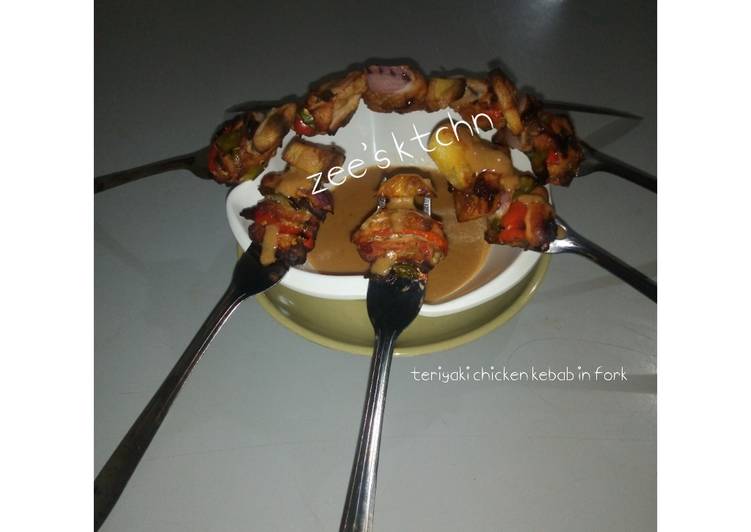 Easiest Way to Make Perfect Teriyaki chicken kebab in fork