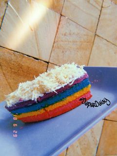 Foto resep 1. Rainbow cake ekonomis (2 telur)