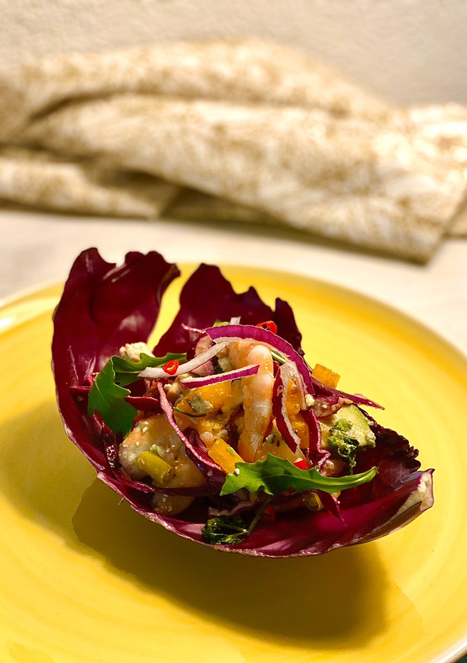 Una foto de Ensalada cítrica de col lombarda