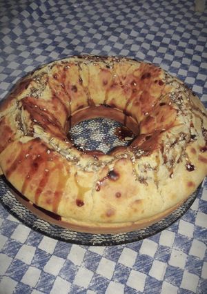 Una foto de Budín de banana especial para compartir con un te verde *