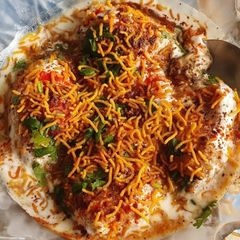 A picture of Stuffed Dahi Vada Chaat.