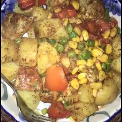 A picture of Spicy Chicken with veggies.