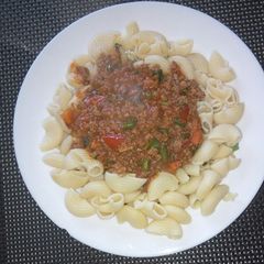 A picture of Macaroni And minced meat.(Macaroni goulash).