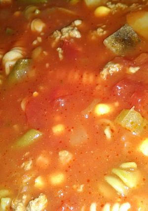 A picture of Sausage vege soup.