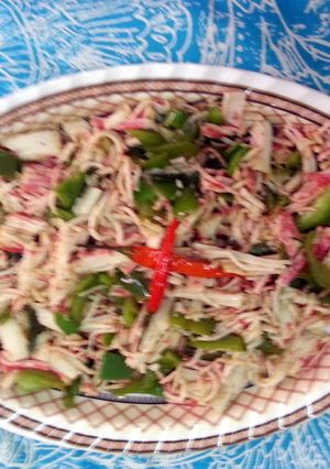 A picture of fast stIr fry crab meat.