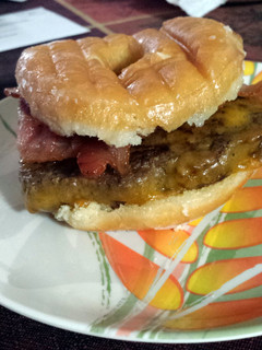 A picture of Glazed Donut Bacon Cheeseburger.