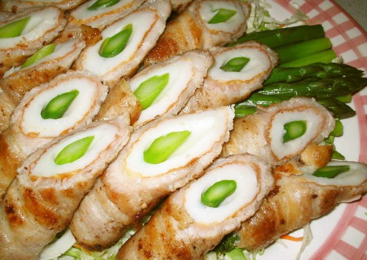 Asparagus in Chikuwa Wrapped in Pork Belly
