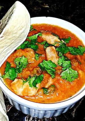 A picture of Mike's Chili Verde.