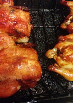 A picture of Brown sugar game hens.
