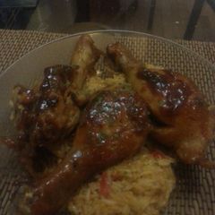 A picture of Balsamic Honey Glazed Chicken with Rice.