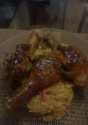 A picture of Balsamic Honey Glazed Chicken with Rice.