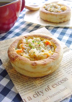 A picture of Shrimp & Mushroom English Muffin Quiche.