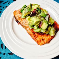 A picture of Spicy Salmon with Avocado Salsa.