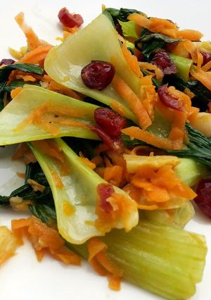 A picture of Bak Choy With Dried Cranberries Salad.