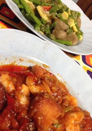 Foto resep Udang feat Nugget Ayam Saus Padang 👌