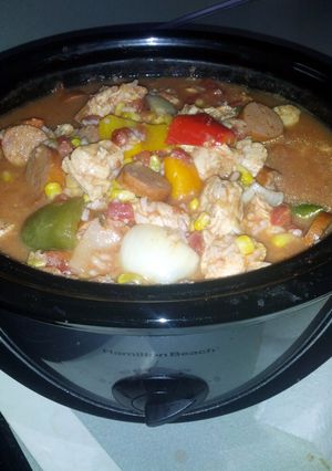 A picture of LOW CALORIE Chicken sausage & chicken gumbo.