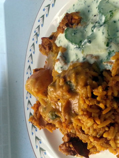 A picture of Chicken biryani.