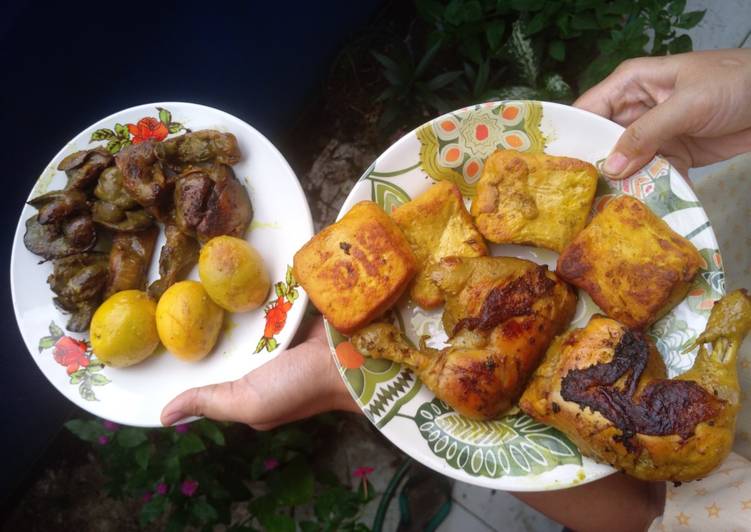 Ungkep tahu, ayam, rempela hati,telur