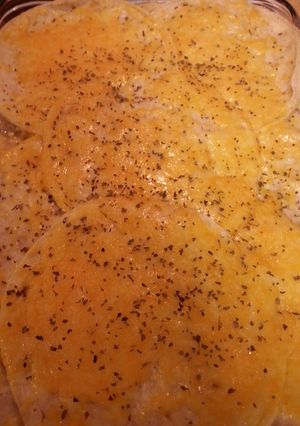 A picture of White girl's Chicken enchiladas.