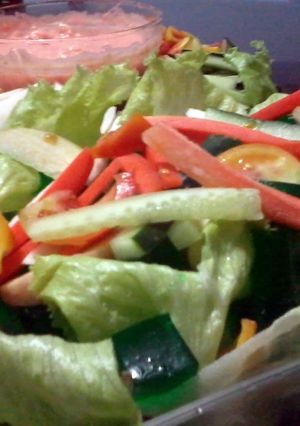 A picture of Okalitus' Vegie Salad with Mayo Dressing.