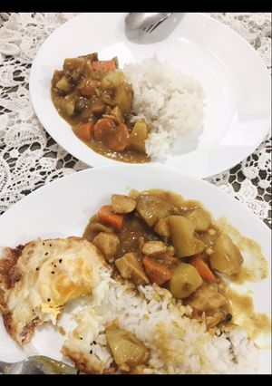 Foto resep Japanese chicken curry over rice