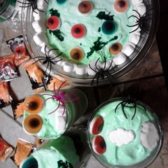 A picture of Monster Eyes n Slime Oreo Layered Dessert ~ halloween.